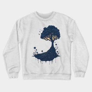 Grunge tree and splashes of paint Crewneck Sweatshirt